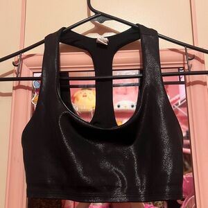 ALO Yoga Black Shine Racerback Sports Bra XS